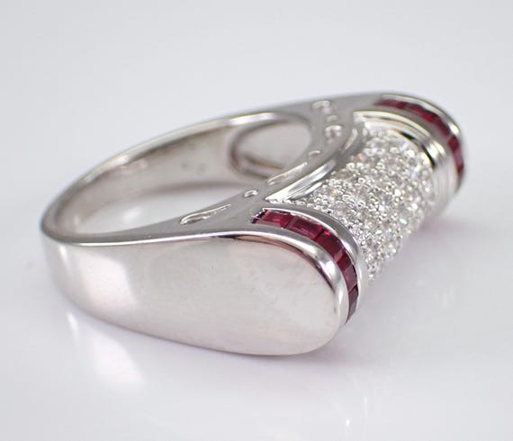 18K White Gold Ruby and Diamond Ring, Gemstone Cl… - image 7