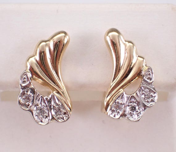Vintage 14K Yellow Gold Earrings - Unique Estate Fine Jewelry Gift - Dainty Euro Clasp English Lock Drops