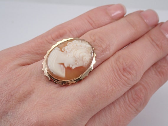 Antique Solid 18K Gold Cameo Ring, Vintage Fine Jewelry, Victorian 18KT Yellow Gold Bezel Setting