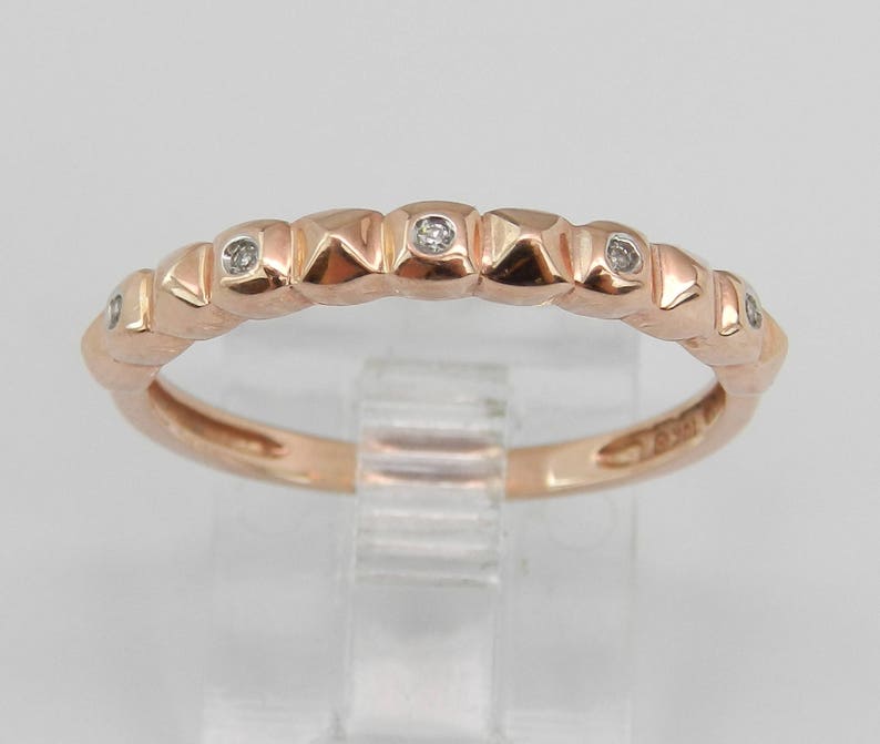 Size 6.75 Anniversary Band Stackable Band SALE PRICE Diamond Wedding Ring Rose Gold Ring Textured Ring
