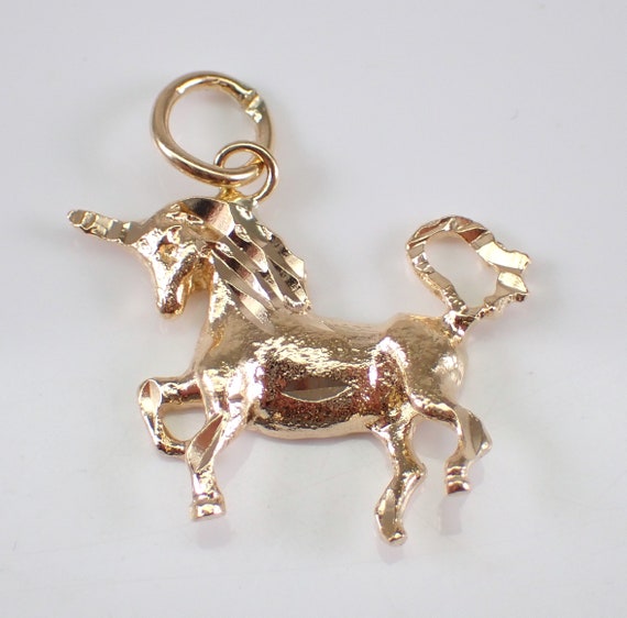 Vintage 14K Yellow Gold Unicorn Charm, Adorable S… - image 1