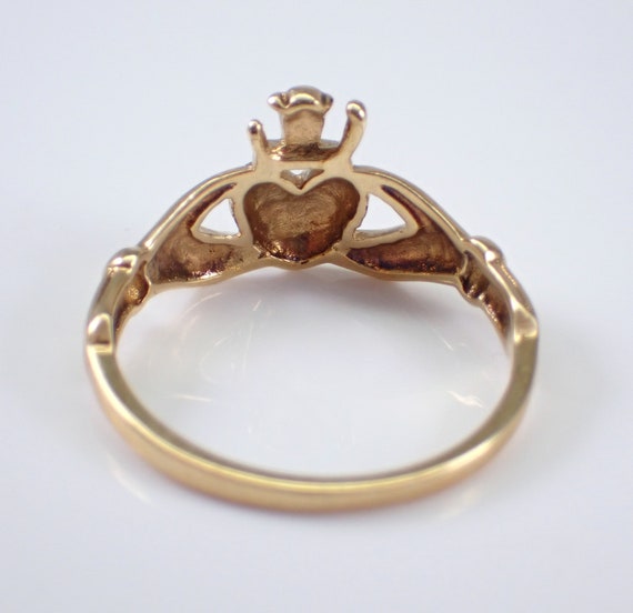 Vintage Yellow Gold Claddagh Ring - Irish Wedding… - image 4