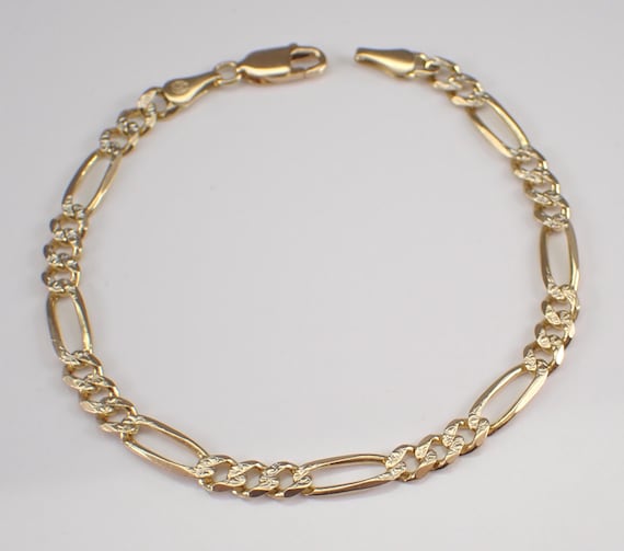 Vintage 14K Yellow Gold Figaro Link Bracelet - Simple Layering Everyday Jewelry Gift