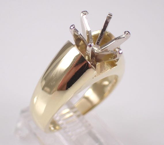 18K Yellow Gold Diamond Engagement Ring Setting: Estate Vintage Semi Mount Solitaire by Diana