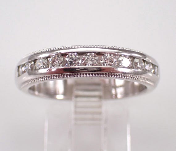 Platinum Diamond Wedding Ring - Stackable Anniversary Band - Estate Designer Bridal Fine Jewelry Gift