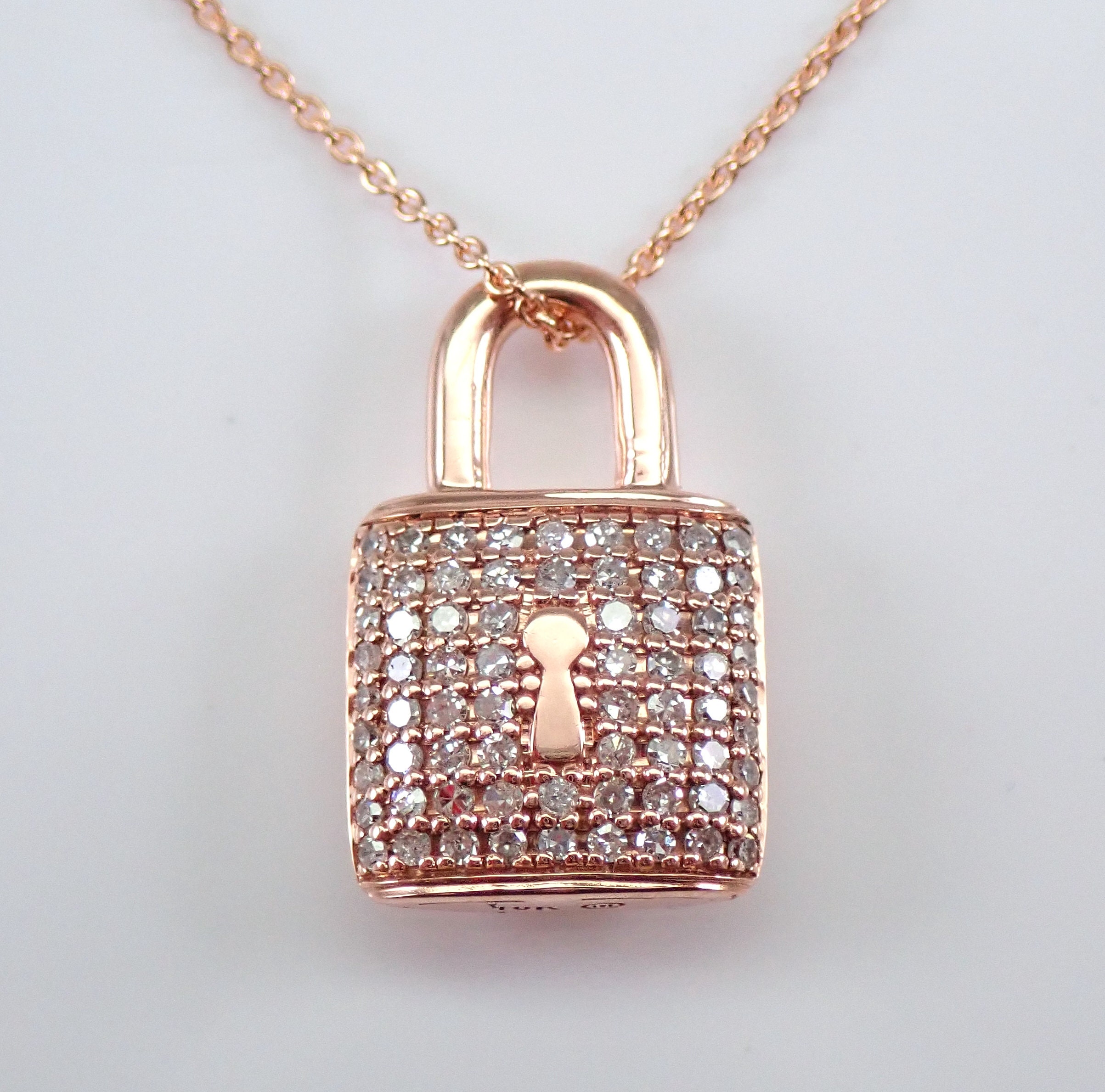 Diamond Lock & Key Pendant Rose Gold