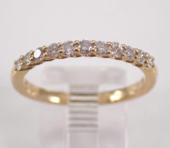 14K Yellow Gold Diamond Wedding Ring: Stackable Bridal Anniversary Band