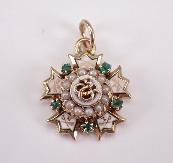 Vintage 14K Yellow Gold Gold Masonic Charm, Order of the Eastern Star Pendant, Antique Fraternal Freemasons Jewelry