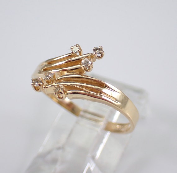 Vintage Diamond Bypass Ring - 14K Yellow Gold Coc… - image 4