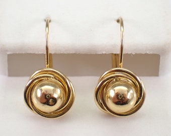 Vintage 14K Yellow Gold Earrings, Estate Lever Back Little Drops, Simple Birthday Jewelry Gift