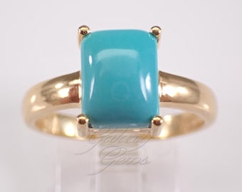 Sterling Silver Gold Plated Turquoise Solitaire Ring: Bridal Engagement Promise Setting