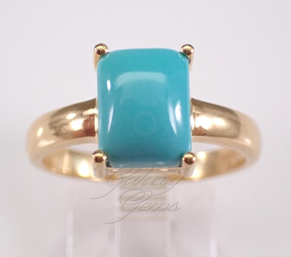 Sterling Silver Gold Plated Turquoise Solitaire Ring: Bridal Engagement Promise Setting