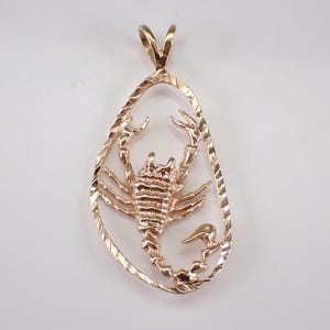 Vintage 14K Yellow Gold Scorpio Zodiac Charm, Estate Astrology Star Sign Pendant, Unique Scorpion Open Frame Drop