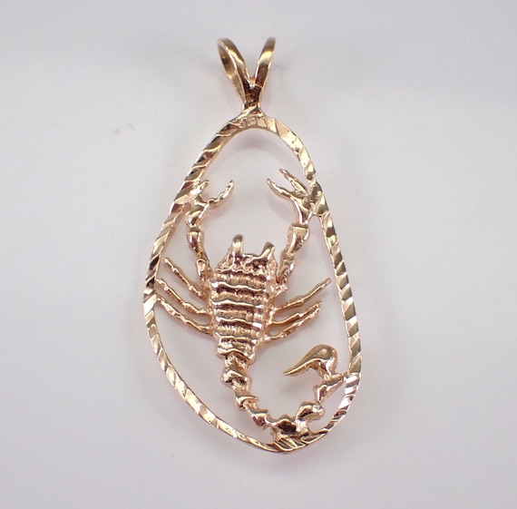 Vintage 14K Yellow Gold Scorpio Zodiac Charm, Estate Astrology Star Sign Pendant, Unique Scorpion Open Frame Drop