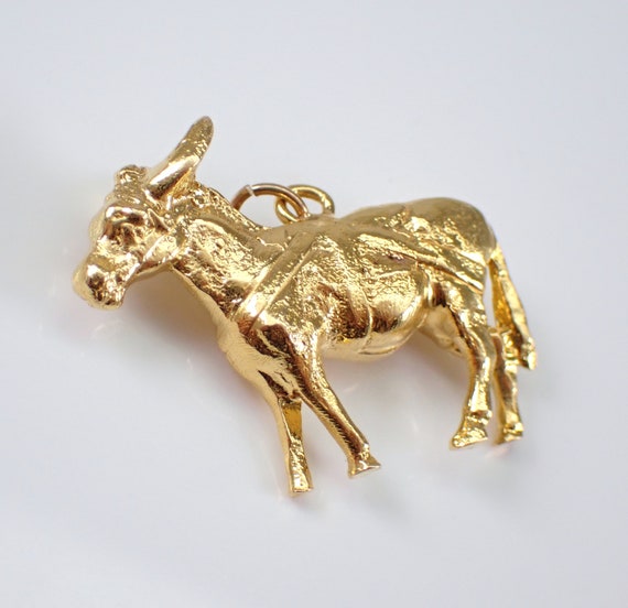 Vintage 18K Yellow Gold DONKEY Charm - Antique Adorable Estate Mule Pendant Drop - GalaxyGems Antique Fine Jewelry Gifts