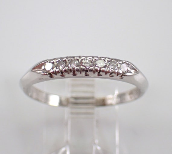 Antique Platinum Diamond Wedding Ring - Vintage Anniversary Band Fine Jewelry