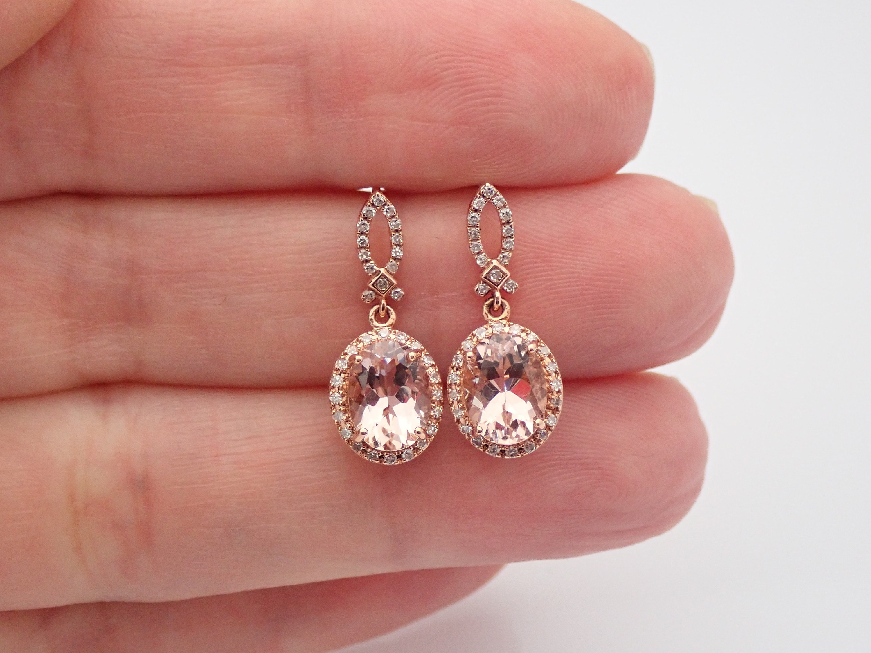 Rose gold drop earrings wedding Clearance