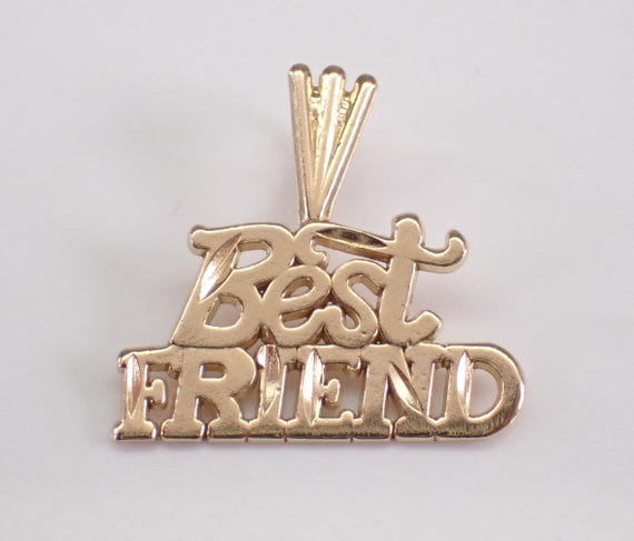 Vintage 14K Yellow Gold "Best Friend" Charm Pendant for Necklace or Bracelet Gift