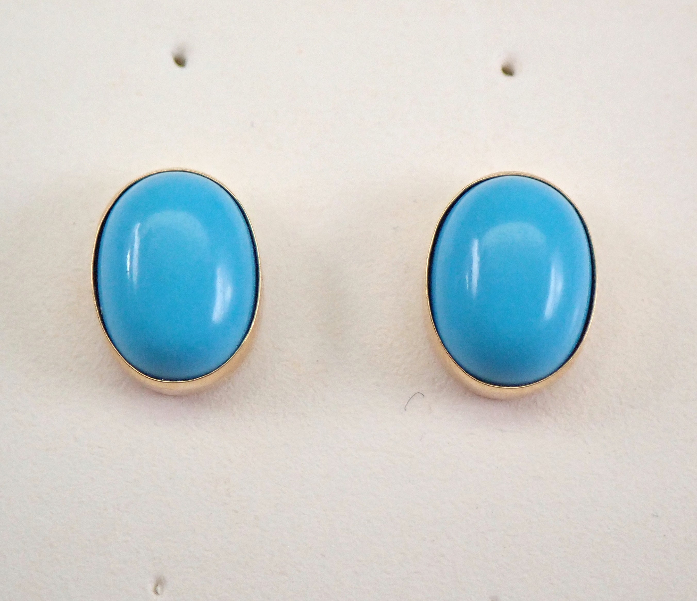 3 Round Turquoise Cluster Stud Earrings 14kyg - Sarah O.
