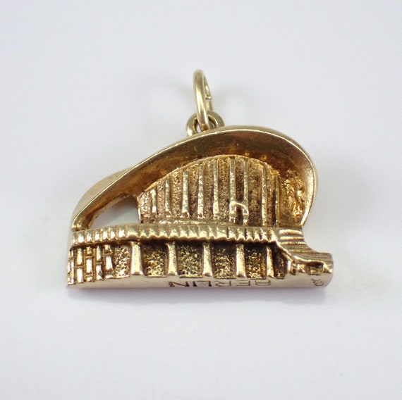 Vintage 14K Yellow Gold Berlin Charm, Unique House of World Cultures Building Pendant, Rare Collectible Jewelry for Necklace or Bracelet