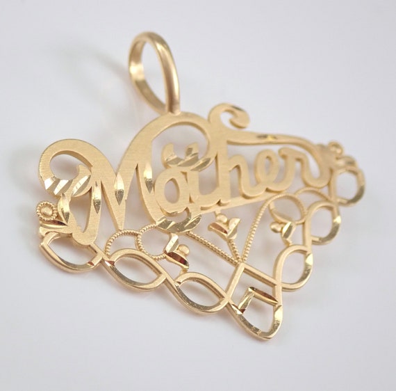 Vintage 14K Yellow Gold Mother Charm Pendant - Es… - image 2