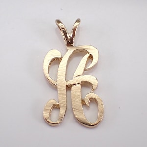 Colgante vintage con inicial A, dije antiguo de letra cursiva de oro amarillo de 14 quilates para collar o pulsera