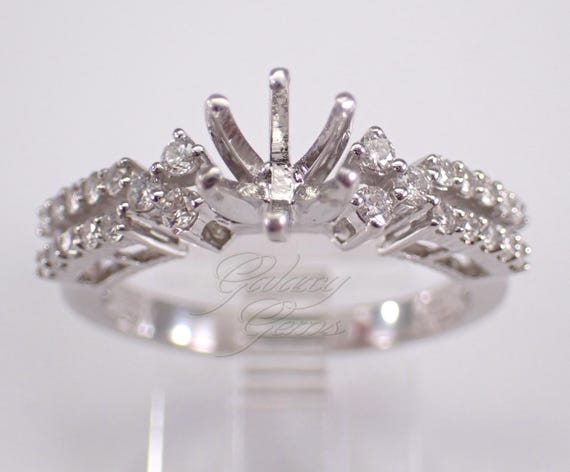 18K White Gold Diamond Engagement Ring Setting Semi Mount