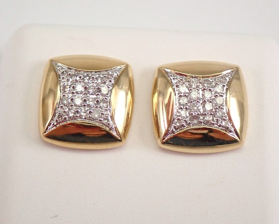 Diamond Stud Earrings - Yellow Gold Cluster Button Studs - Yellow Gold Fine Jewelry Gift