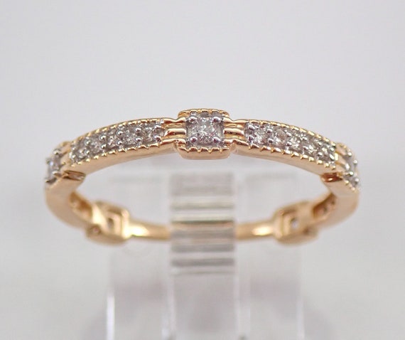 14K Yellow Gold Diamond Wedding Ring Stackable Anniversary Band For Women Size 7 FREE SIZING