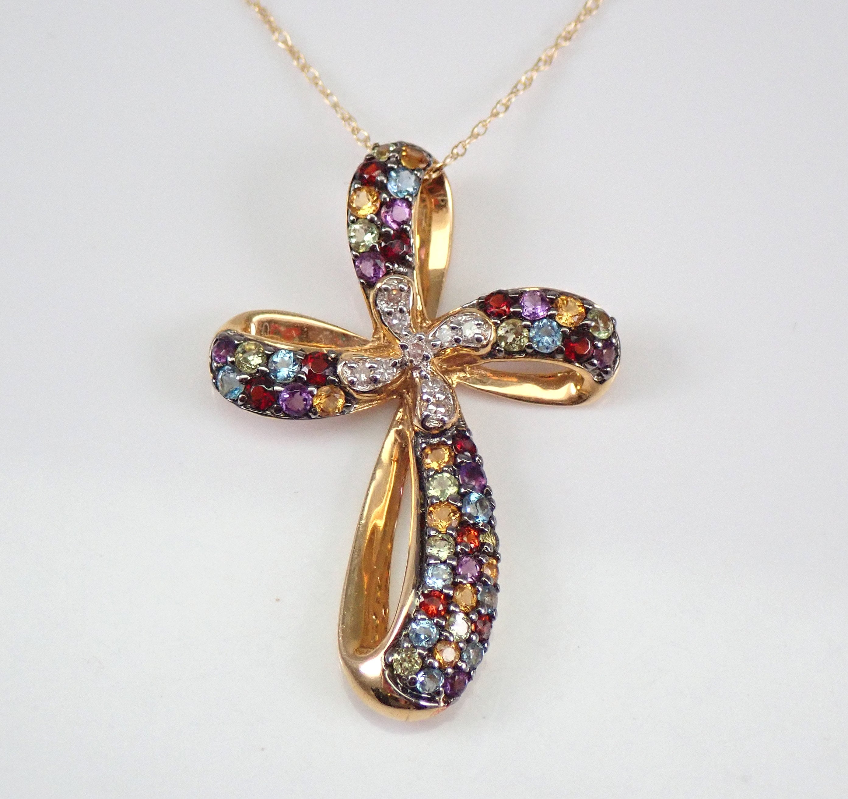 JOYA GIFT Hand Carved Gemstone Cross Pendant Necklace for Men & Women with  Adjustable Rope Quartz Crystal Jesus Punk Jewelry - AliExpress