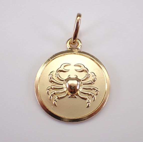 Vintage 18K Yellow Gold Cancer Zodiac Charm, Estate Astrology Star Crab Sign Pendant