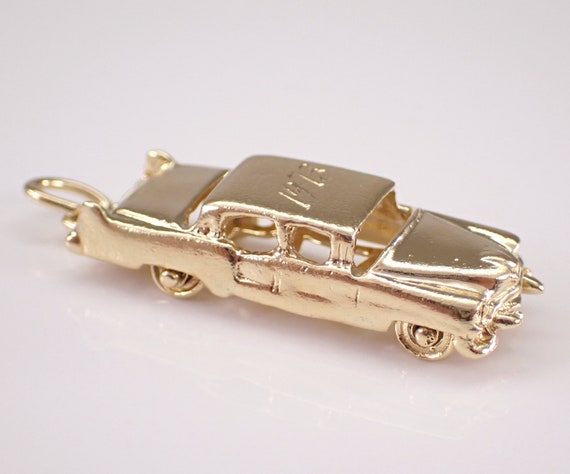 Vintage 14K Yellow Gold Car Charm, Auto Automobile Pendant, Sedan Vehicle Collector Jewelry Gift for Necklace or Bracelet
