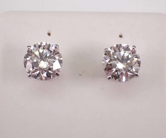 14K White Gold 2ct Lab Grown Diamond Studs Earrings