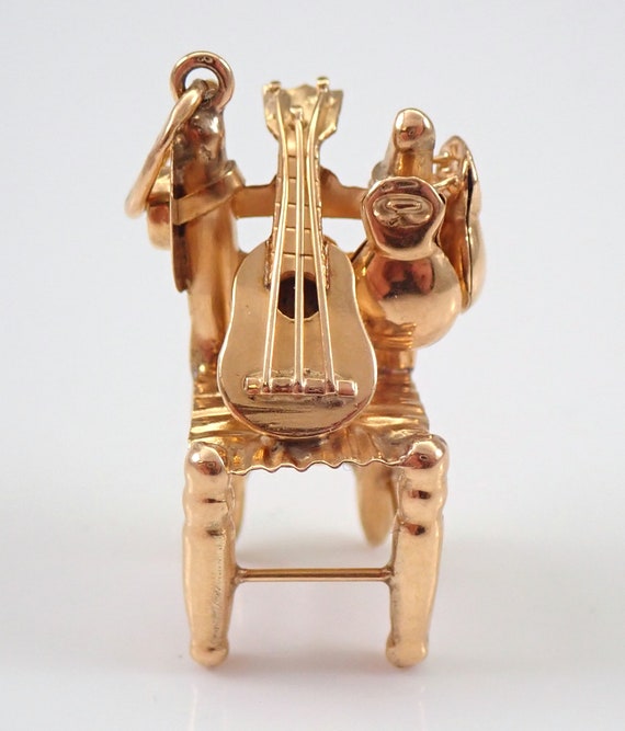 Vintage Estate 14K Yellow Gold VIOLIN on CHAIR Mu… - image 1