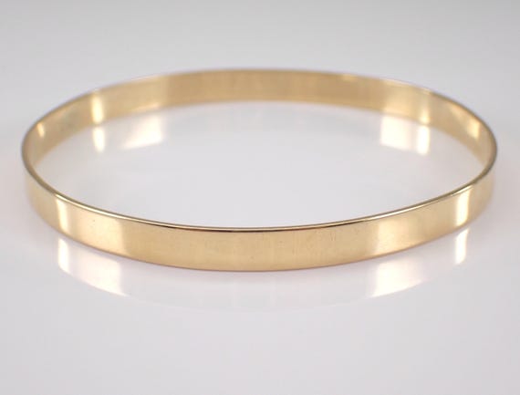 14K Yellow Gold Vintage Bangle Bracelet, Layering Everyday Casual Wear, Estate Fine Jewelry Gift