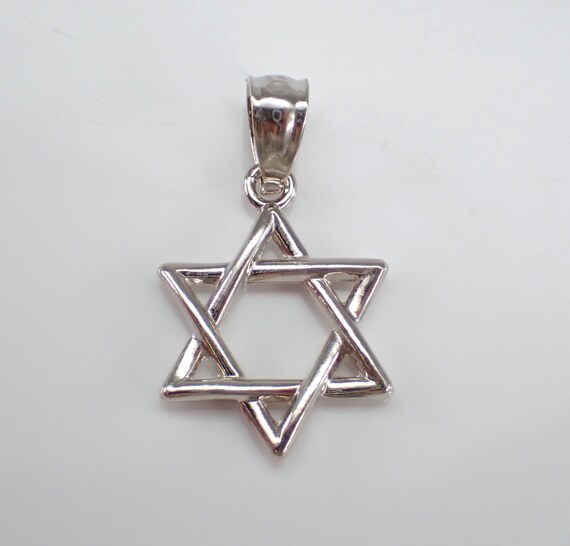 14K White Gold Mini Star of David Charm Pendant - Estate Jewish Religion Judaica Jewelry for Necklace or Bracelet