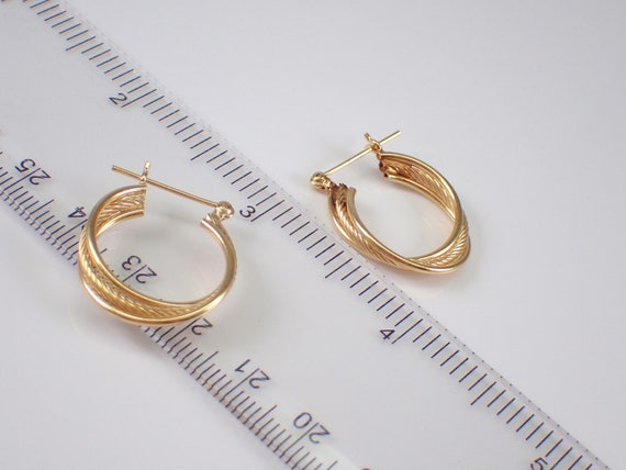 Vintage 14K Yellow Gold Hoop Earrings, Genuine Es… - image 4