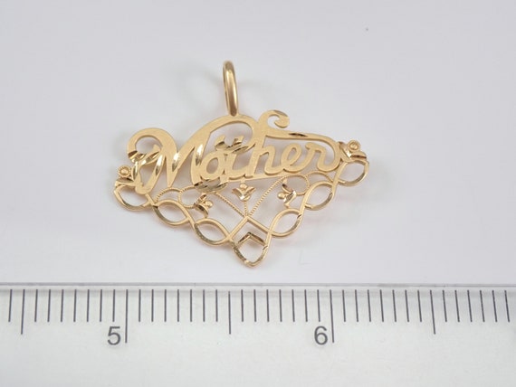 Vintage 14K Yellow Gold Mother Charm Pendant - Es… - image 4