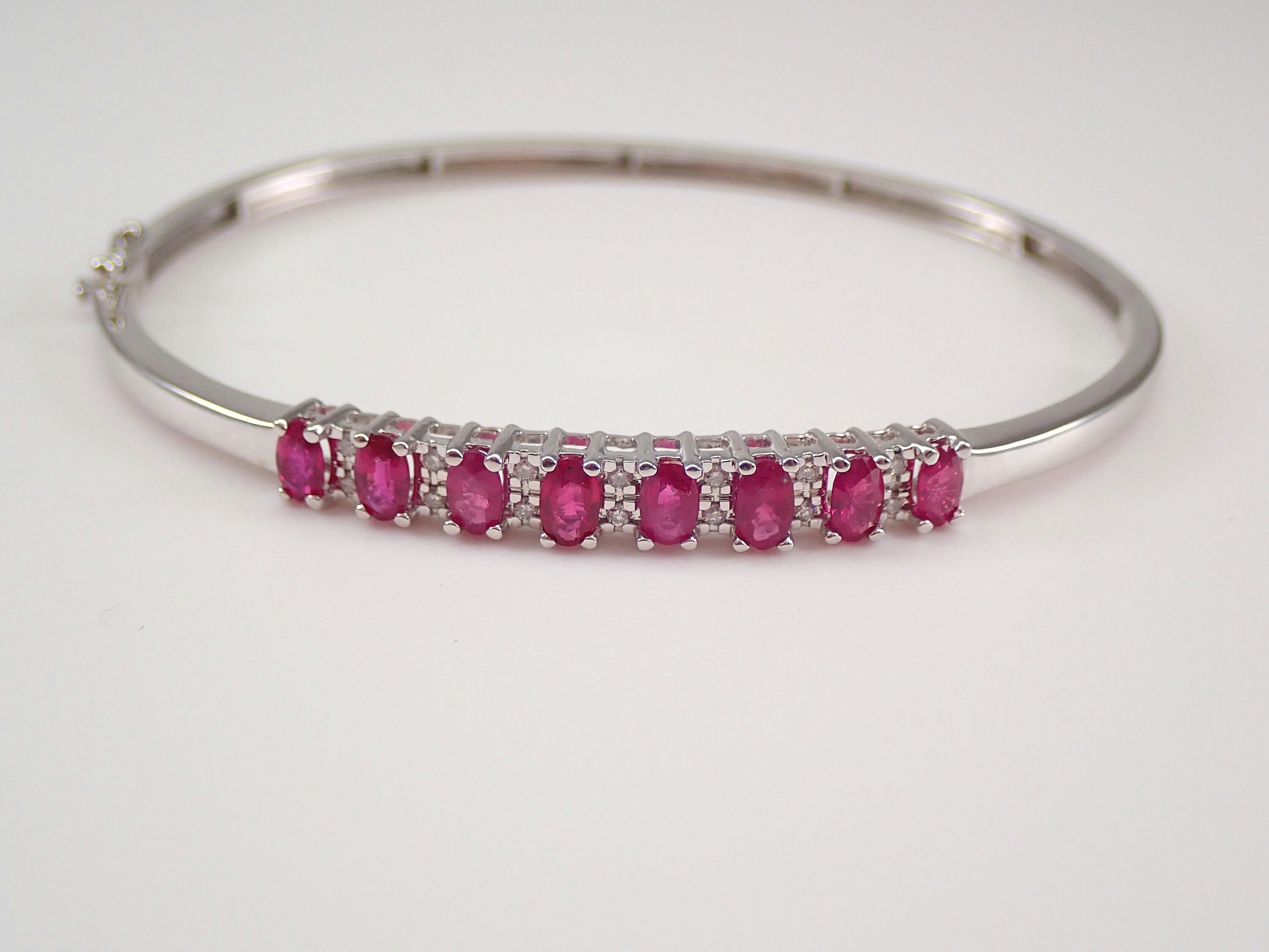 18K White Gold Ruby Diamond Bangle – Dhanak Jewellers LLC