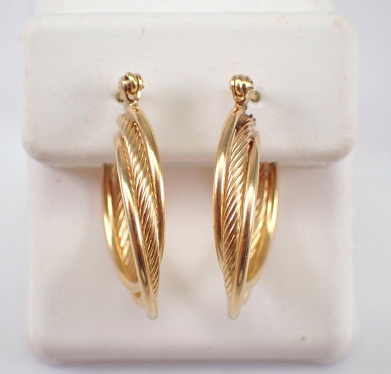 Vintage 14K Yellow Gold Hoop Earrings, Genuine Es… - image 2