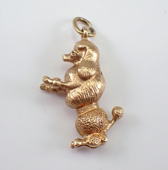 Vintage Solid 14K Yellow Gold French Poodle Charm 