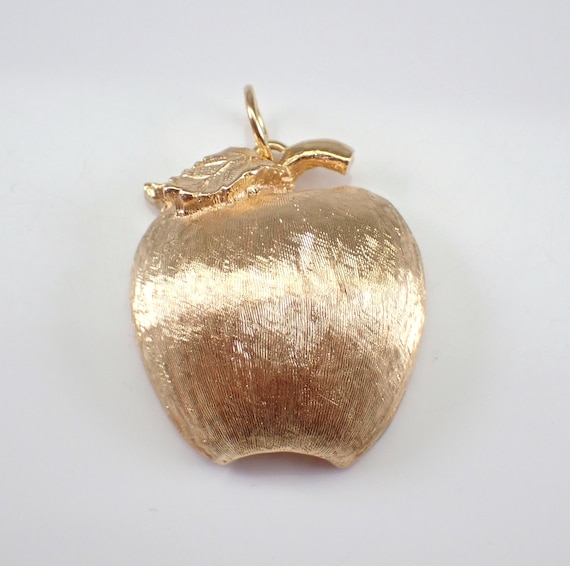 Vintage 14K Yellow Gold Golden Apple Charm - Unique Antique Big Apple Pendant for Necklace or Bracelet