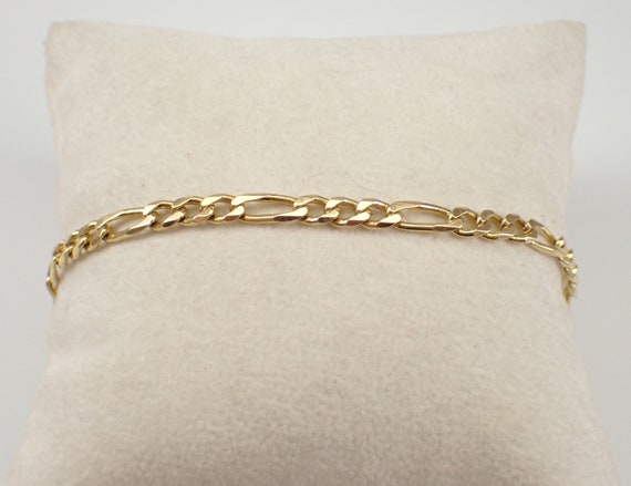 Vintage 14K Yellow Gold Figaro Link Bracelet - Simple Layering Everyday Jewelry Gift