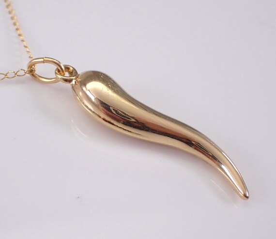 LuxusKollektion Kette Und Anhänger Set 3D Italienisches Horn Halskette Gold 316L Edelstahl Glücksbringer