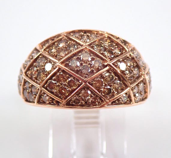 Rose Gold Brown Diamond Wedding Ring - Fancy Colored Anniversary Band - Unique Bridal Fine Jewelry Gift