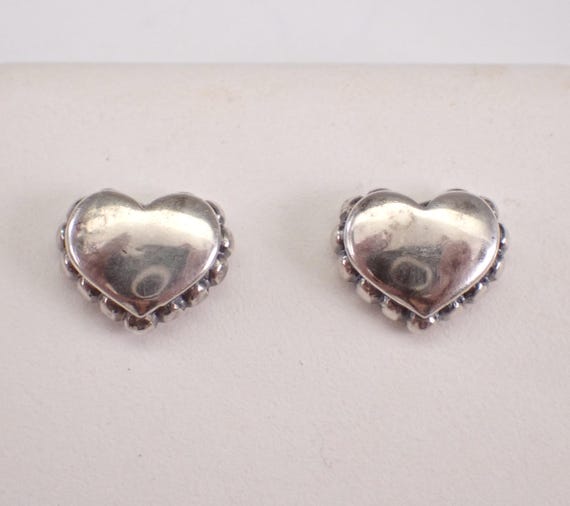 Lagos Caviar Mini Heart Stud Earrings - 14K Yellow Gold and Sterling Silver Beaded Designer Jewelry