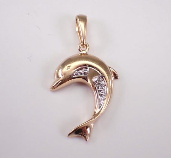 Vintage 14K Yellow Gold Dolphin Charm Pendant, Estate Fish Orca for Necklace or Bracelet - Unique Nautical Jewelry  Gift