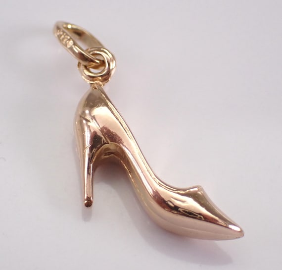 Vintage 18K Yellow Gold Shoe Charm, Estate High Heel Pumps Pendant for Bracelet or Necklace