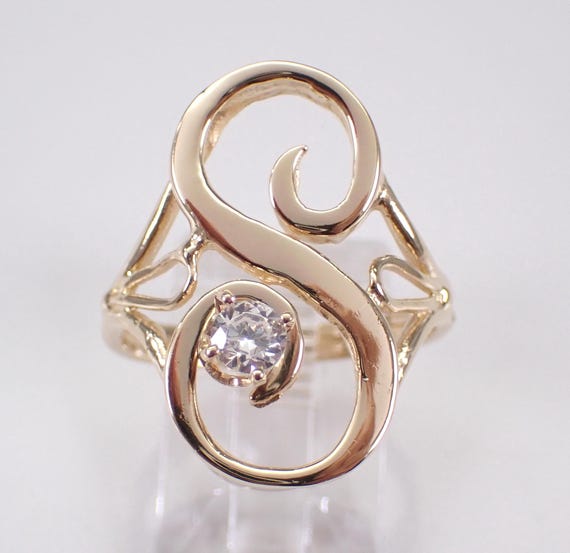 Vintage 14K Yellow Gold S Initial Ring - Unique Estate GalaxyGems Personalized Jewelry Gift