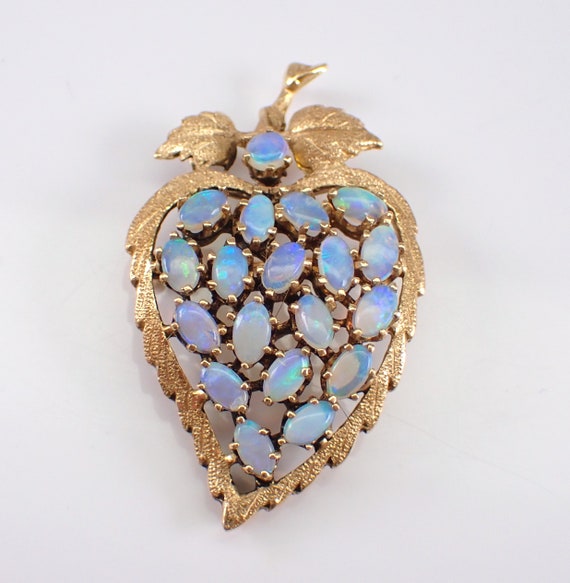 Vintage Opal Brooch Pin - 14k Yellow Gold Cluster… - image 2